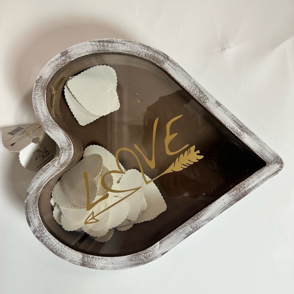Heart-Shaped Wooden Box with Gold Love Design - Picture 7 of 8